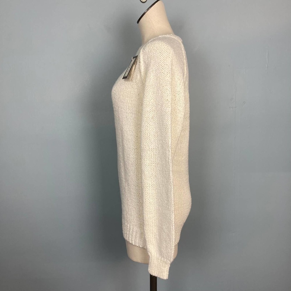 VINTAGE 80s NWT Le Moda Chunky Knit Crewneck Sweater Women's Size L Cream Raglan - Picture 6 of 10